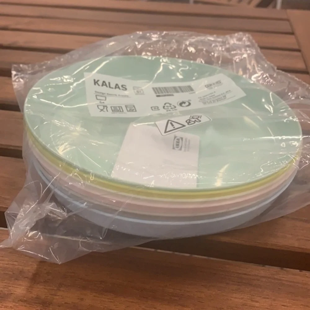 6 pc IKEA Kalas Mint Green Plate Set KALAS Plate, mixed colors